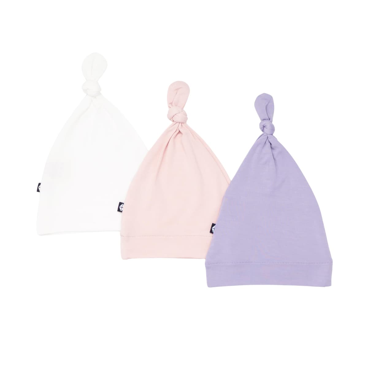 KYTE BABY Bamboo Baby Beanie Hats - Super Soft Knotted Caps Available in Pattern and Solid Colors - 3 Pack, Midnight/Cloud/Wheat, 3 Months — view 6