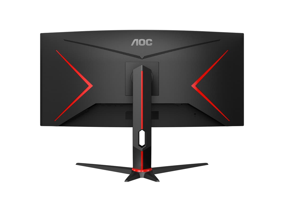 AOC CU34G2XPD/BK 34 inch UW-QHD Gaming Monitor Curved, 180Hz, Fast VA Panel, 1ms MPRT, Adaptive Sync, HDR400, FreeSync Premium, (3440x1440 HDMI 2x 2.0 DP 2x 1.4 USB Hub) Black/Red — view 3