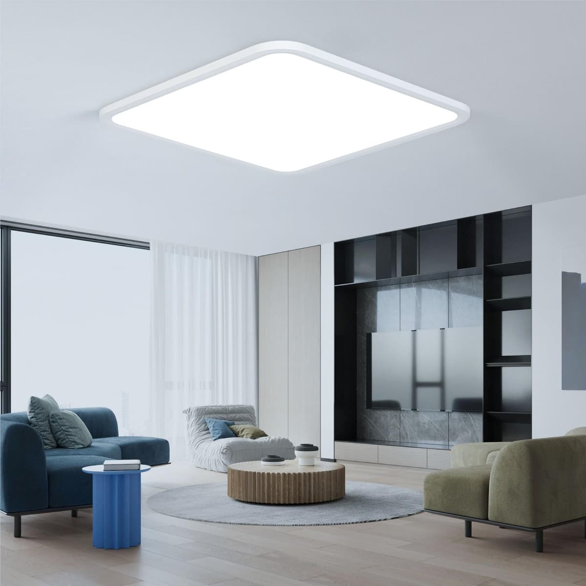 EASY EAGLE LED Lámpara de Techo 48W 4800LM Moderna Cuadrada Plafón Luz Led 6500K Lámpara Panel IP44 Impermeable para Baño Sala Dormitorio Cocina Oficina Comedor Ø30CM — view 35