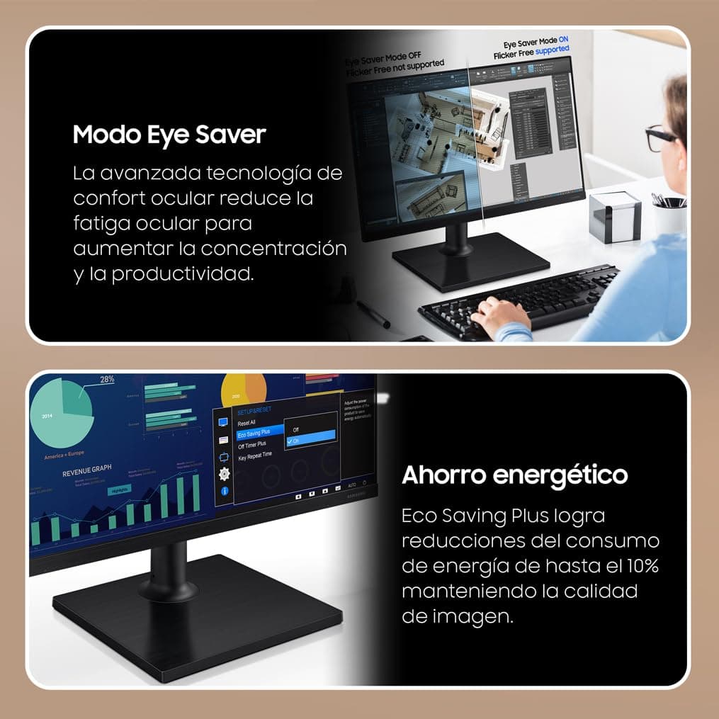 Samsung S30GD Essential Monitor 27", Full HD, IPS Panel, Tasa de Refresco 100Hz, Game Mode, Eye Saver Mode, Less Screen Flickering, HDMI, D-Sub Diseño Super Slim, LS27D304GAUXEN — view 3