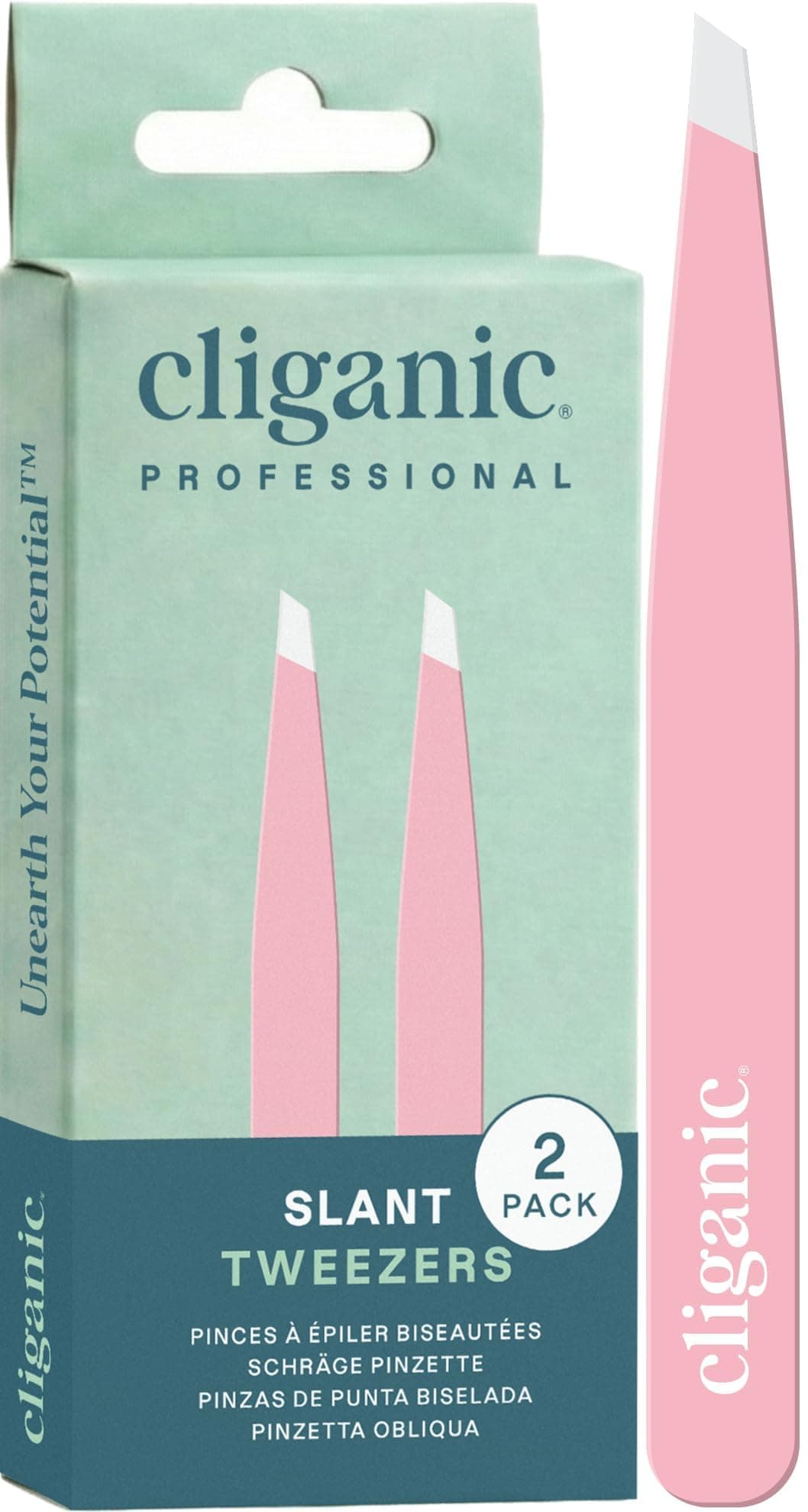 Cliganic Professional Eyebrow Tweezers Slant Tip - Precision for Men & Women, Stainless Steel Best for Plucking Chin Facial Hair — view 11