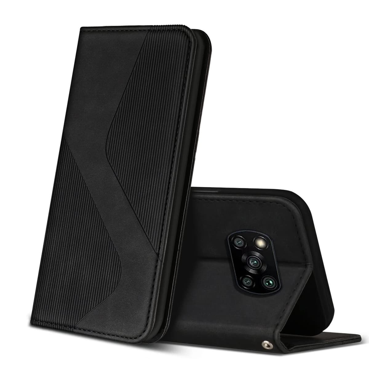 Funda para Xiaomi Poco X3 Pro/Poco X3 NFC/Poco X3, Funda Libro de Cuero con Ranura para Tarjeta, Wallet Flip Caso Carcasa para Xiaomi Poco X3 Pro/Poco X3 NFC/Poco X3 (Negro)