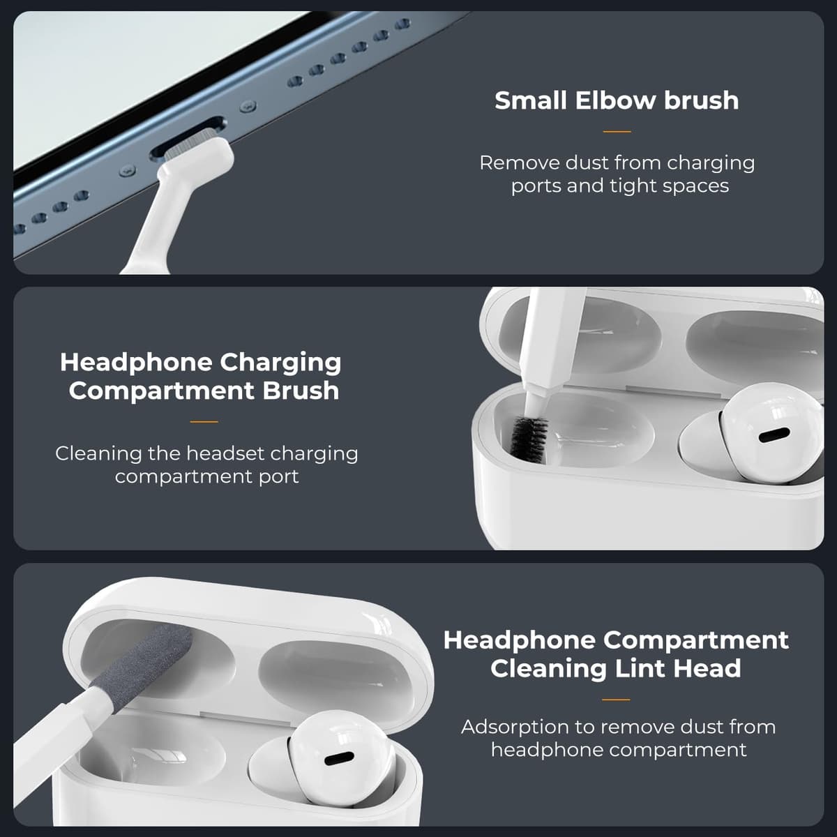 K&F CONCEPT 20 en 1 Kit Multifuncional Portátil de Limpieza Electrónica-Limpia Teclado, Pantalla de PC, Teléfono Móvil, Airpods, Lentes, Cámara, Herramientas de Limpieza para Múltiples Circunstancias — view 5