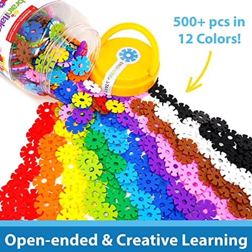 Brain Flakes 500 Piece Set, Ages 3+, Interlocking Plastic Disc Toy for Creative Building, Educational STEM Learning, Construction Block Play for Kids, Teens, Adults, Boys, and Girls — view 3