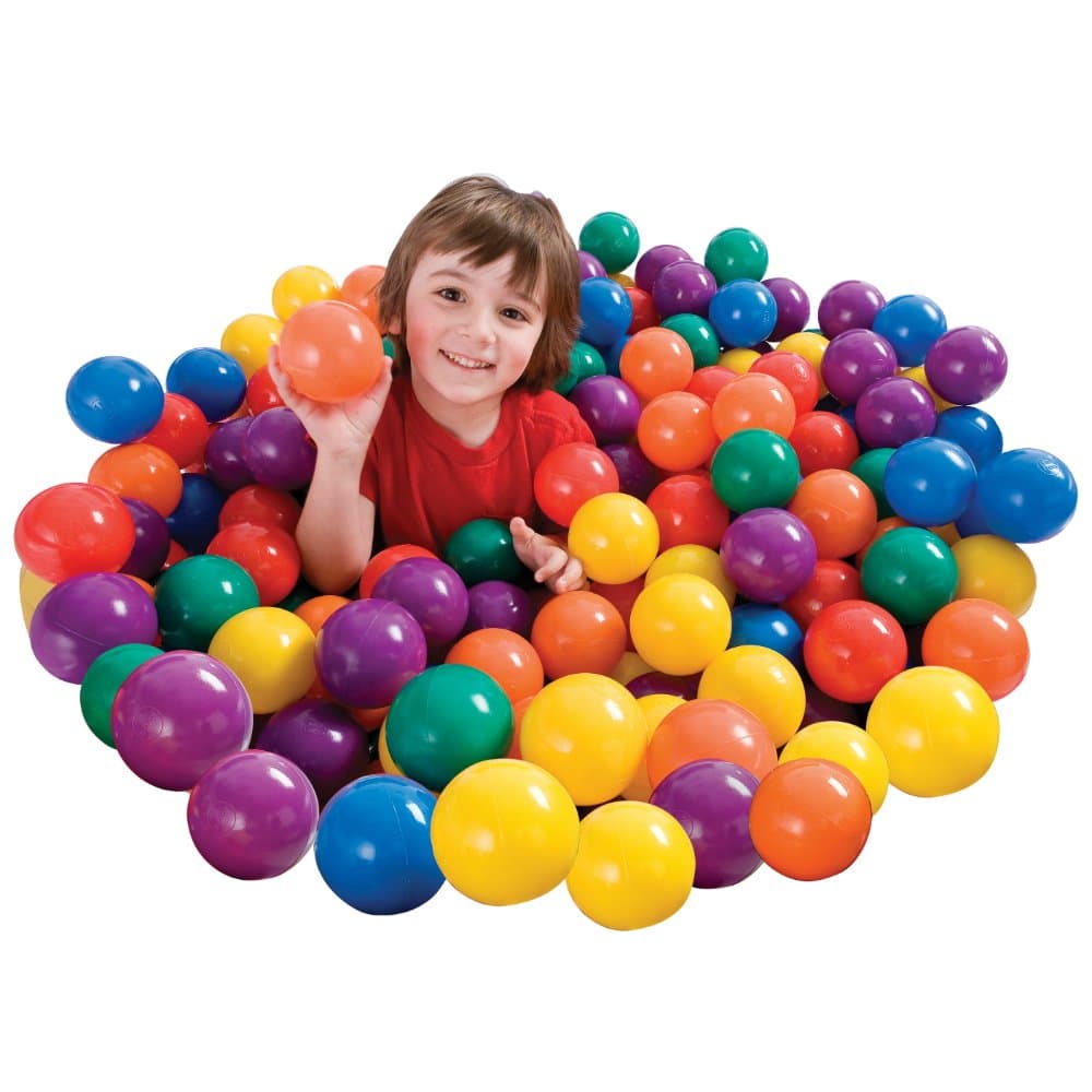 Intex Pack 100 Bolas Infantiles, Diámetro 6,5 cm, 6 Colores Surtidos, Plástico Resistente, Juego sensorial y motriz, Uso Interior y Exterior, Incluye Bolsa con asa, A Partir de 2 años (49602) — view 2