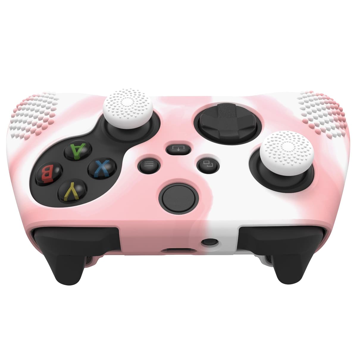 eXtremeRate PlayVital 3D Studded Edition Anti-Slip Silicone Cover Skin for Xbox Series X Controller, Soft Rubber Case Protector for Xbox Series S Controller with Thumb Grip Caps - Pink White — view 8