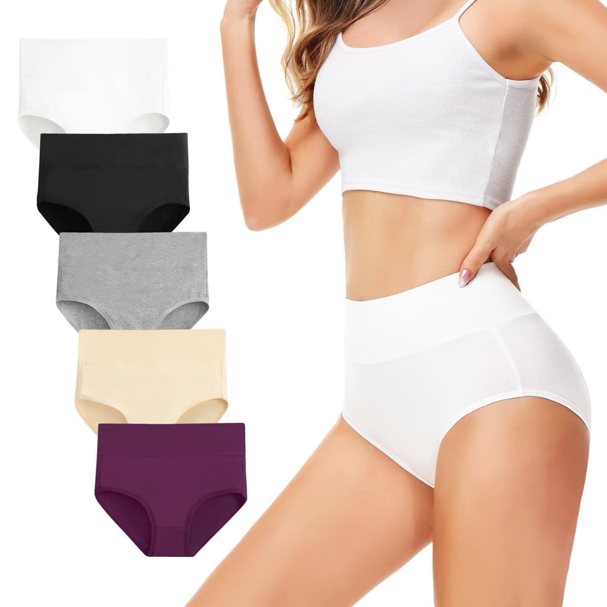 Underwear Women High Waisted Knickers for Women 5 Pack Ladies Full Briefs Soft Cotton Pants No Itchy Labels — view 10