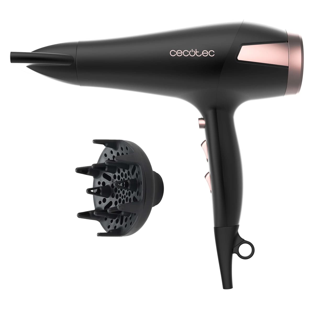 Cecotec Secador de Pelo Iónico Bamba IoniCare 5200 Aura Black. 2300W, Concentrador y Difusor, Cabello Sin Encrespamiento, Motor DC, Ion Real, Gran Caudal de Aire, 2 Velocidades y 3 Temperaturas — view 14