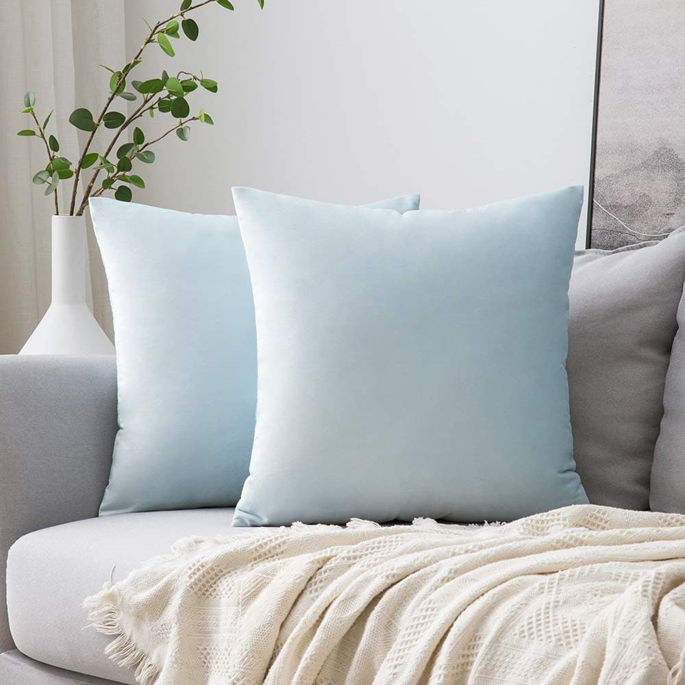 MIULEE Pack of 2 Fall Velvet Soft Solid Decorative Throw Pillow Covers Square Cushion Cases for Sofa Couch Bedroom Living Room Car Home Decor 18 x 18 Inch 45 x 45 cm Orange — view 11