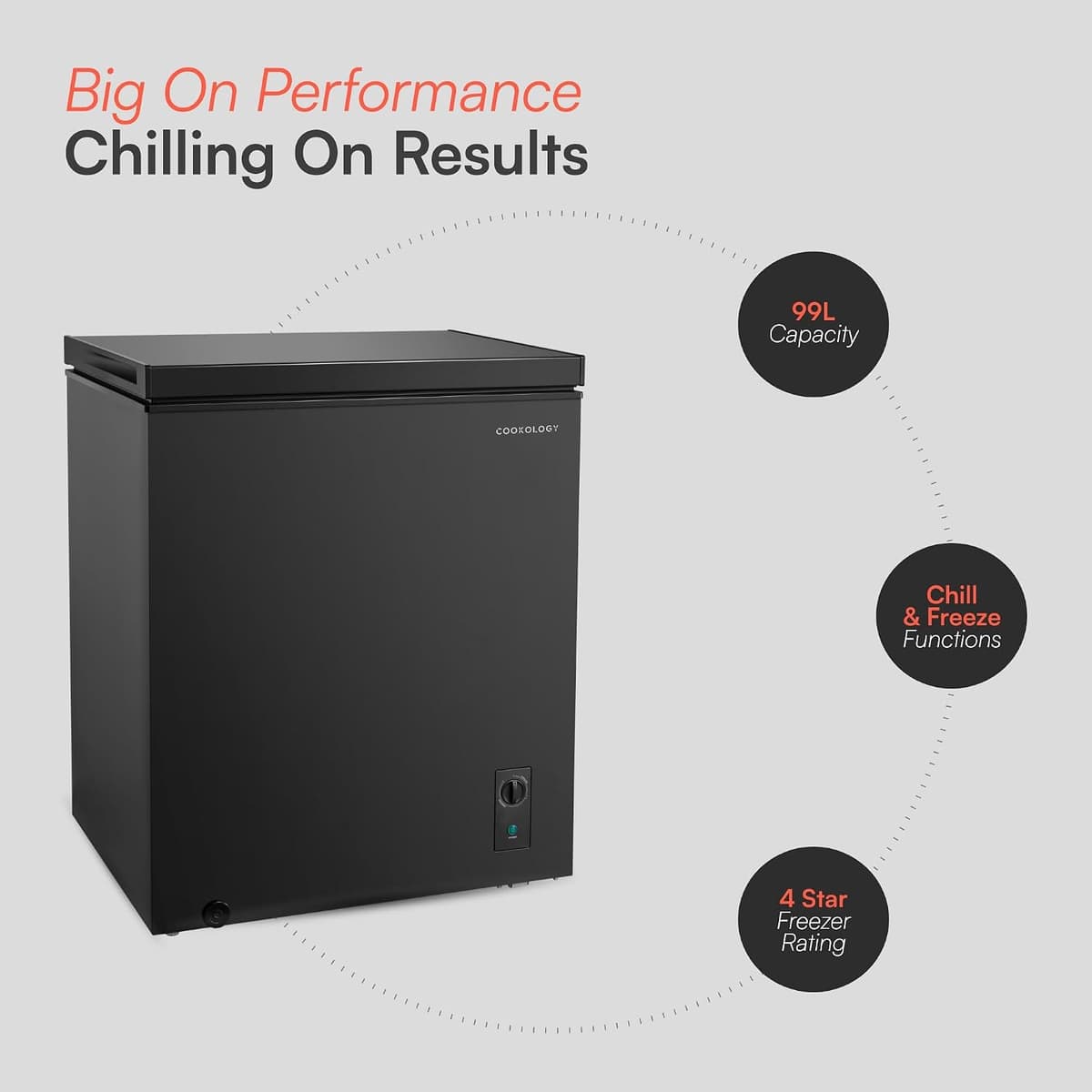 Cookology CCFZ99BK Freestanding Chest Freezer in Black - 99 Litre Capacity - For Kitchens, Outbuildings & Garages - Adjustable Feet & Temperature Controls - 4 Star Freezer Rating — view 2