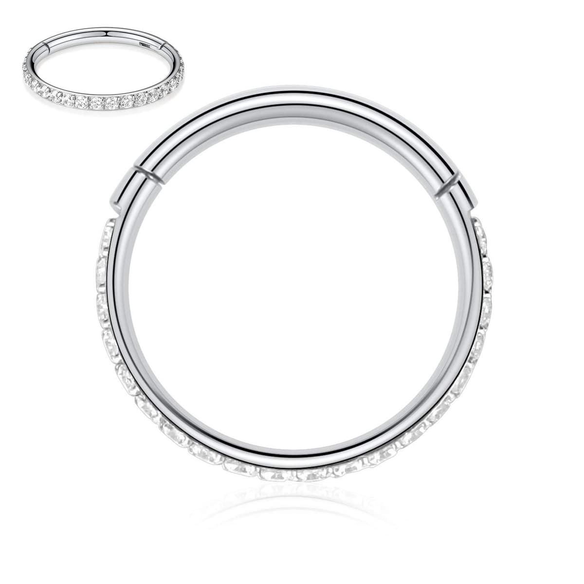 hengkaixuan CZ/Opal Nose Rings Conch Jewellery Septum Clicker 316L Surgical Steel Segment Ring Helix Cartilage Earrings Hoop Daith Tragus Rook Piercing Jewellery