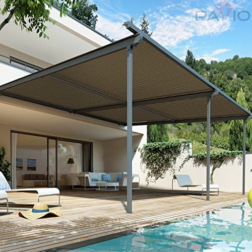 Patio 6' x 50' Sun Shade Fabric Roll 6/8/12 FT Shade Cloth for Patio, Outdoor Mesh Sail Sun Shades Canopy Replacement Pergola Cover for Backyard Deck Porch, Brown — view 4