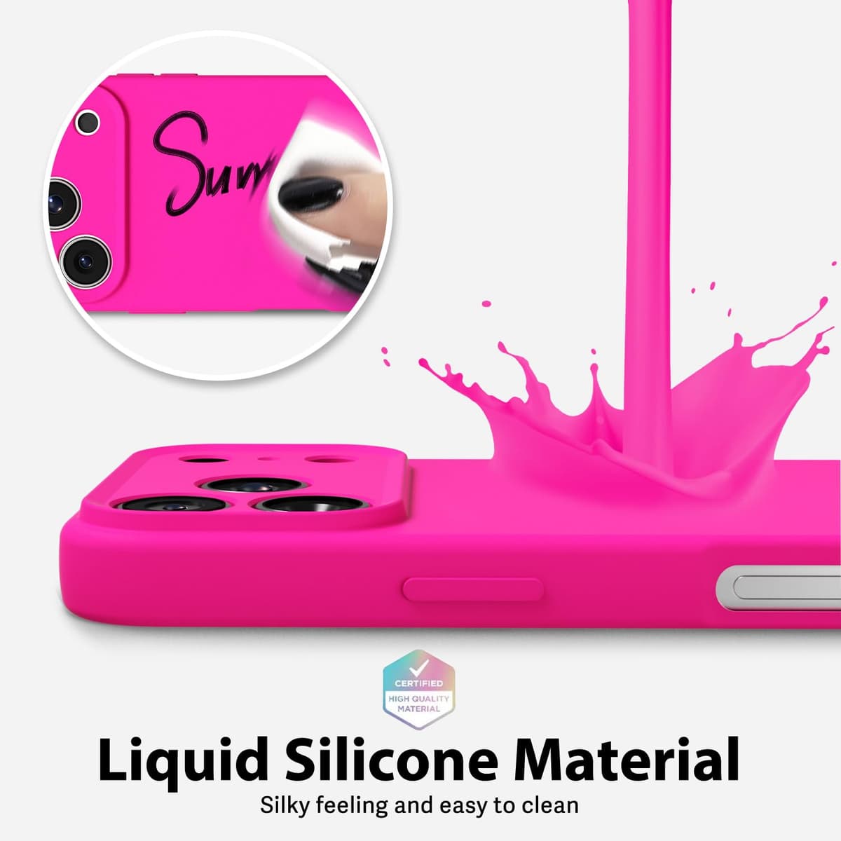 oakxco for iPhone 17 Pro Max Phone Case Liquid Silicone, Cute Thin Slim Grip Soft Rubber Gel for Women Men, Smooth Matte TPU Plain Solid Color Girly Simple Case with Camera Cover, Light Pink — view 366