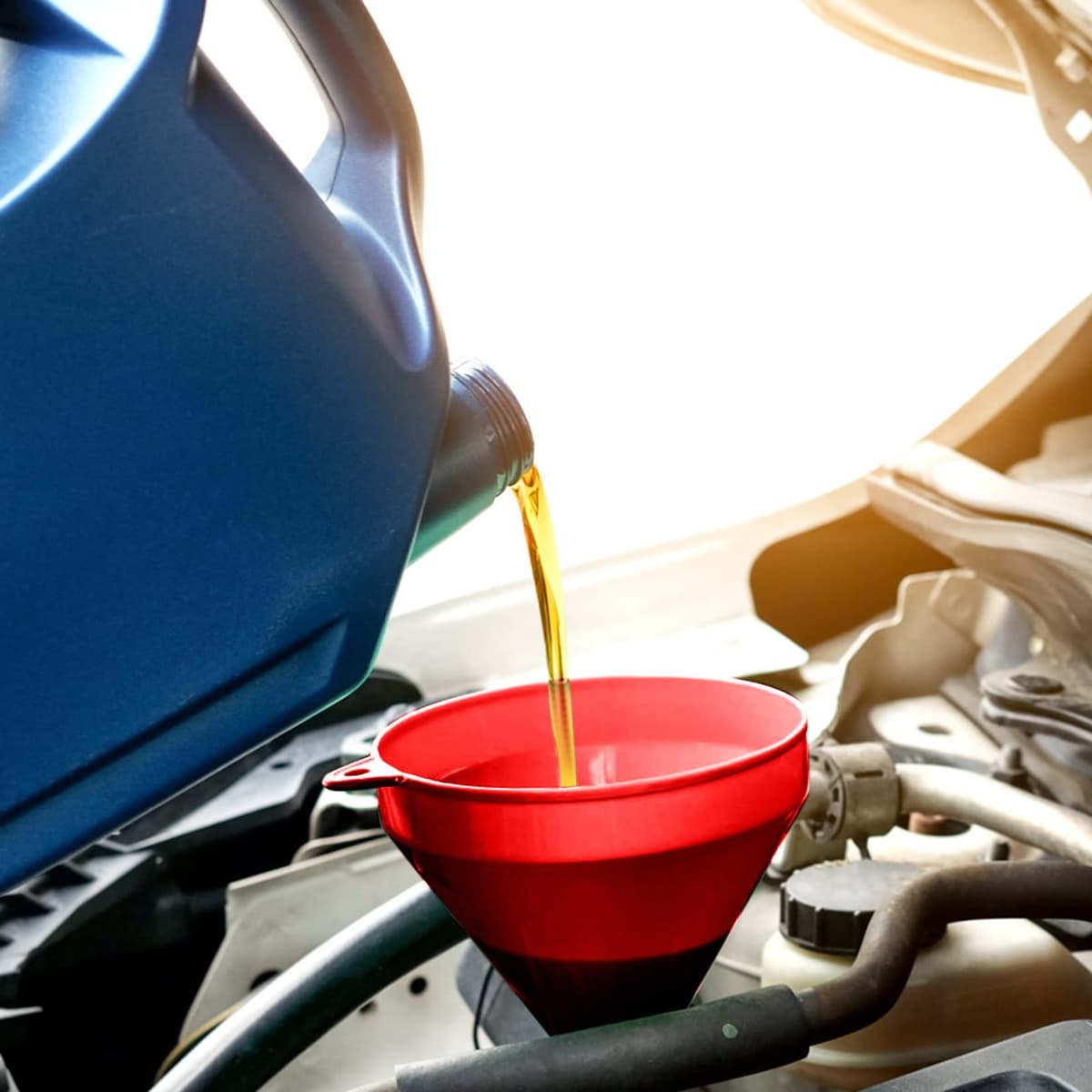 3 Pcs Right Angle Flexible Plastic Funnel Set, Universal Car Gasoline Fuel Petrol Engine Funnel with Detachable Spout and Long Mouth Funnels for Motorcycle Car Automotive (Red/Orange/Black-3PCS) — view 6