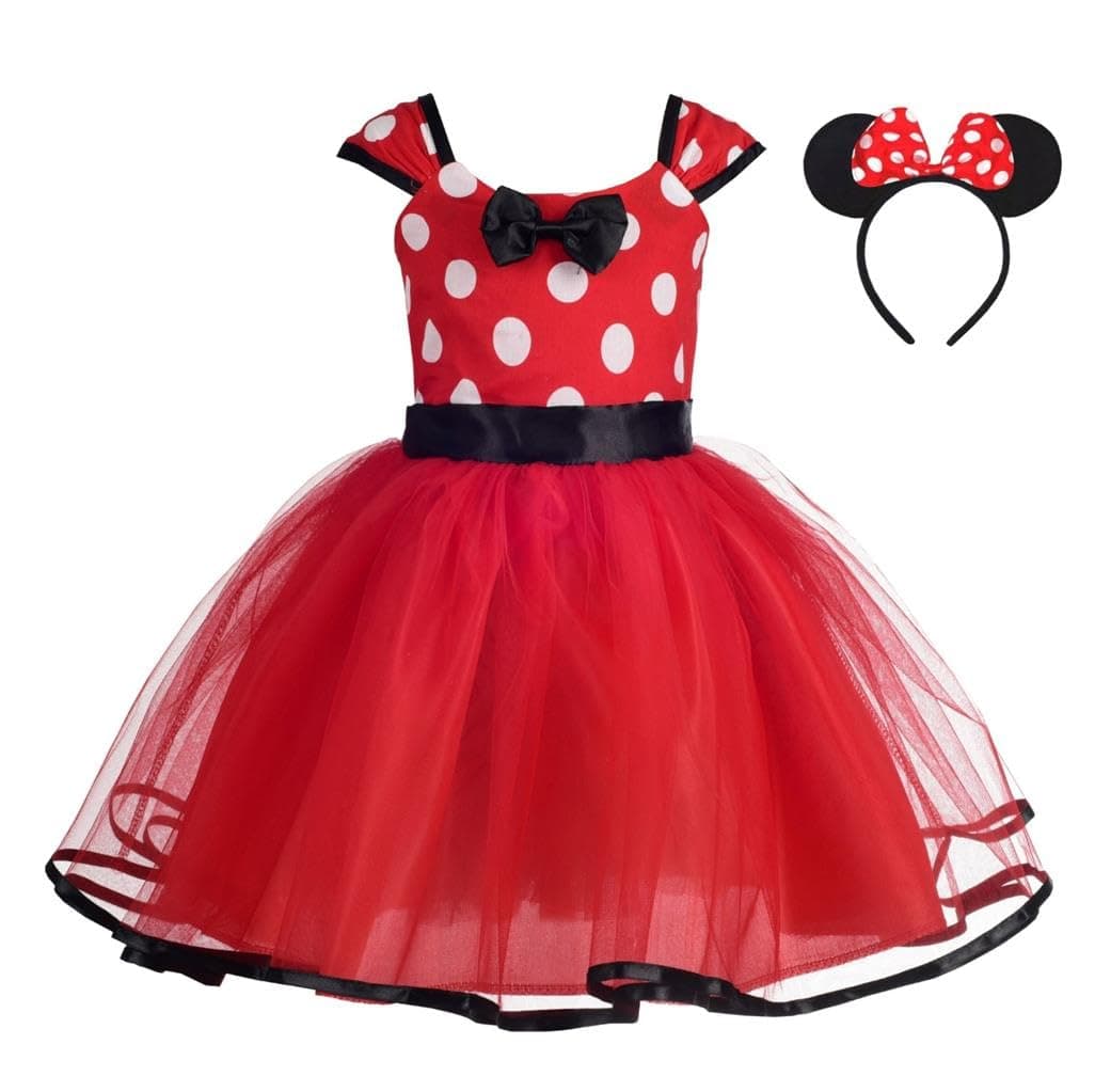Lito Angels Disfraz Vestido de Princesa Ratona Mouse con Aro de Pelo Orejas de Ratón para Bebe Niñas Talla 18-24 meses, Lunares Rojo (Número de etiqueta 90) — view 9