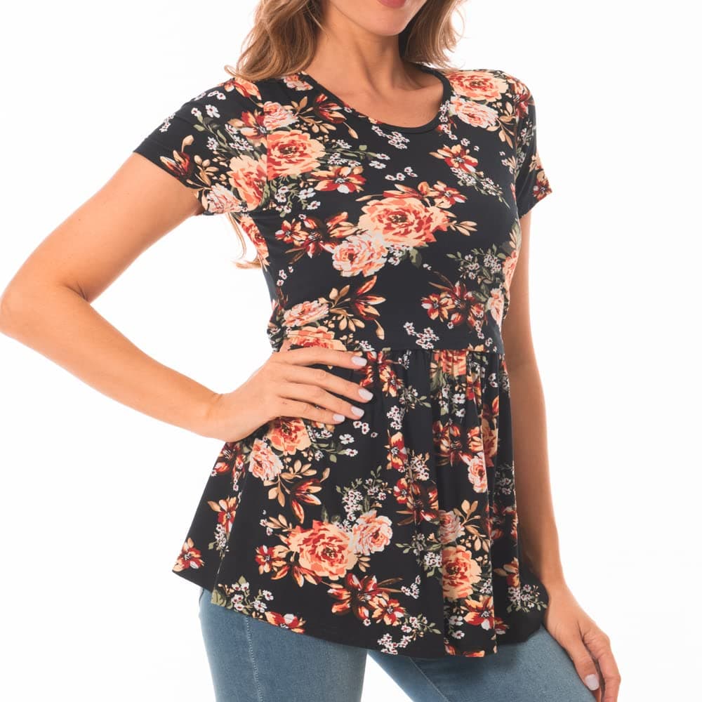 Bearsland Women's Nursing Tops Short Sleeve Scoop Neck Breastfeeding Shirt Maternity Clothes — view 5