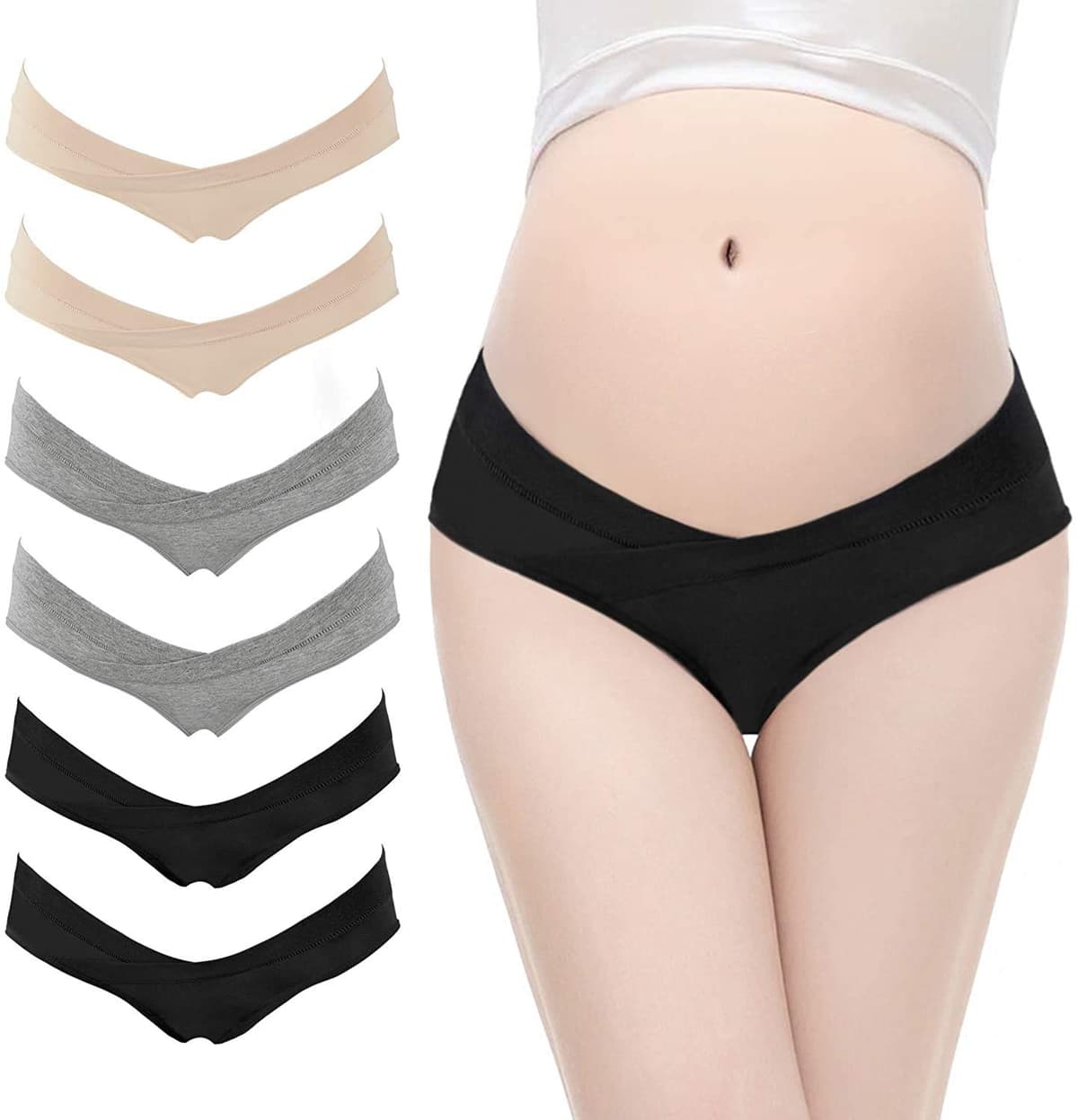 HBselect 6 Bragas Embarazadas Algodon U Forma Braguitas para Premamá Cintura Bajo Bragas Maternidad — view 6