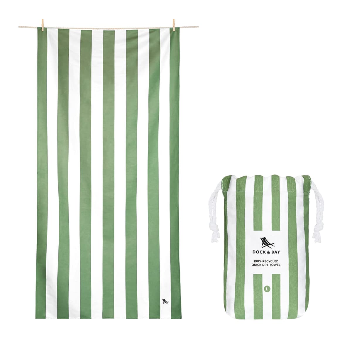 Dock & Bay Beach Towel - Quick Dry, Sand Free - Compact, Lightweight - 100% Recycled - Includes Bag - Cabana - Whitsunday Blue - Large (160x90cm, 63x35) — view 34