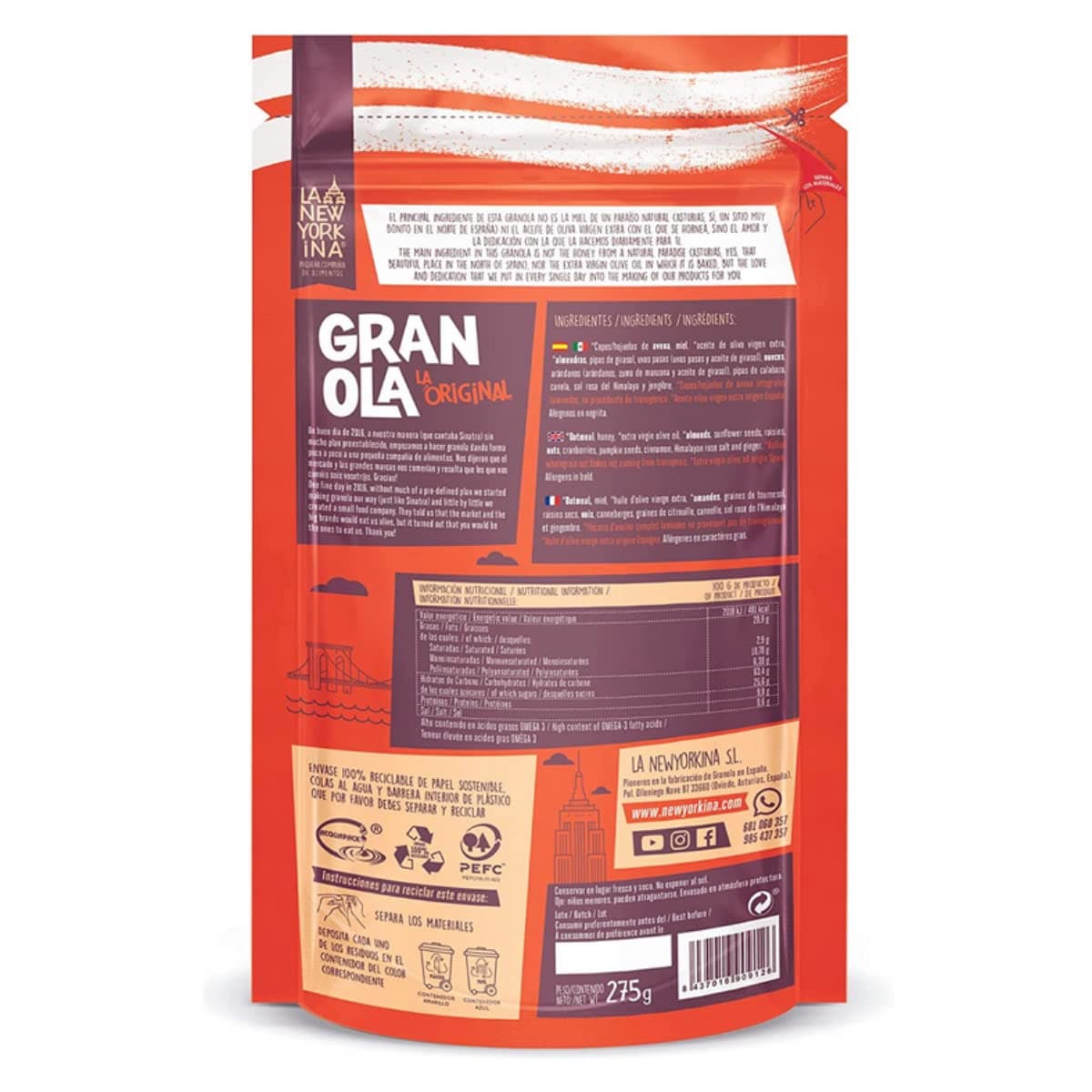 La Newyorkina Granola Original 275g Con Miel de España, Frutos Secos y Aceite de Oliva Virgen Extra — view 2