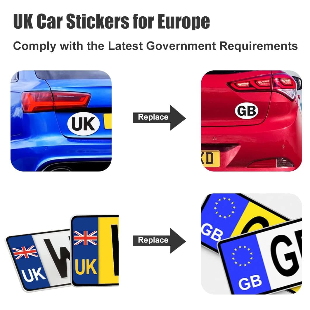 VICKMALL UK Stickers for Car 1 Pack Magnetic UK Car Stickers for Europe 4 Pack UK Number Plate Stickers Self-adhesive No Scratching Weather Resistant Replace GB Stickers for Car, Driving in Europe — view 2