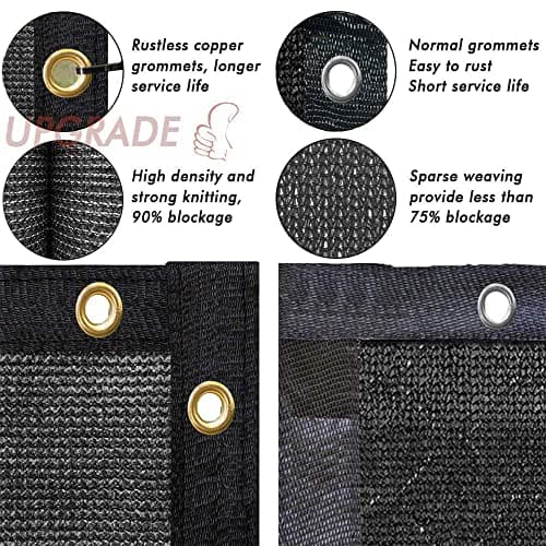 UPGRADE Privacy Screen Fence 5' x 50' Commercial 170GSM 90% Visibility Blockage Fence Panel with Brass Grommets Heavy Duty Perfect for Outdoor Backyard-Black — view 3