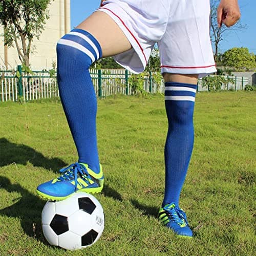 Looknniy 6 Pairs 9-12 Year-Old Kids Soccer Socks Stretchy Knee High Tube Football Athletic Team Socks for Boys Girls