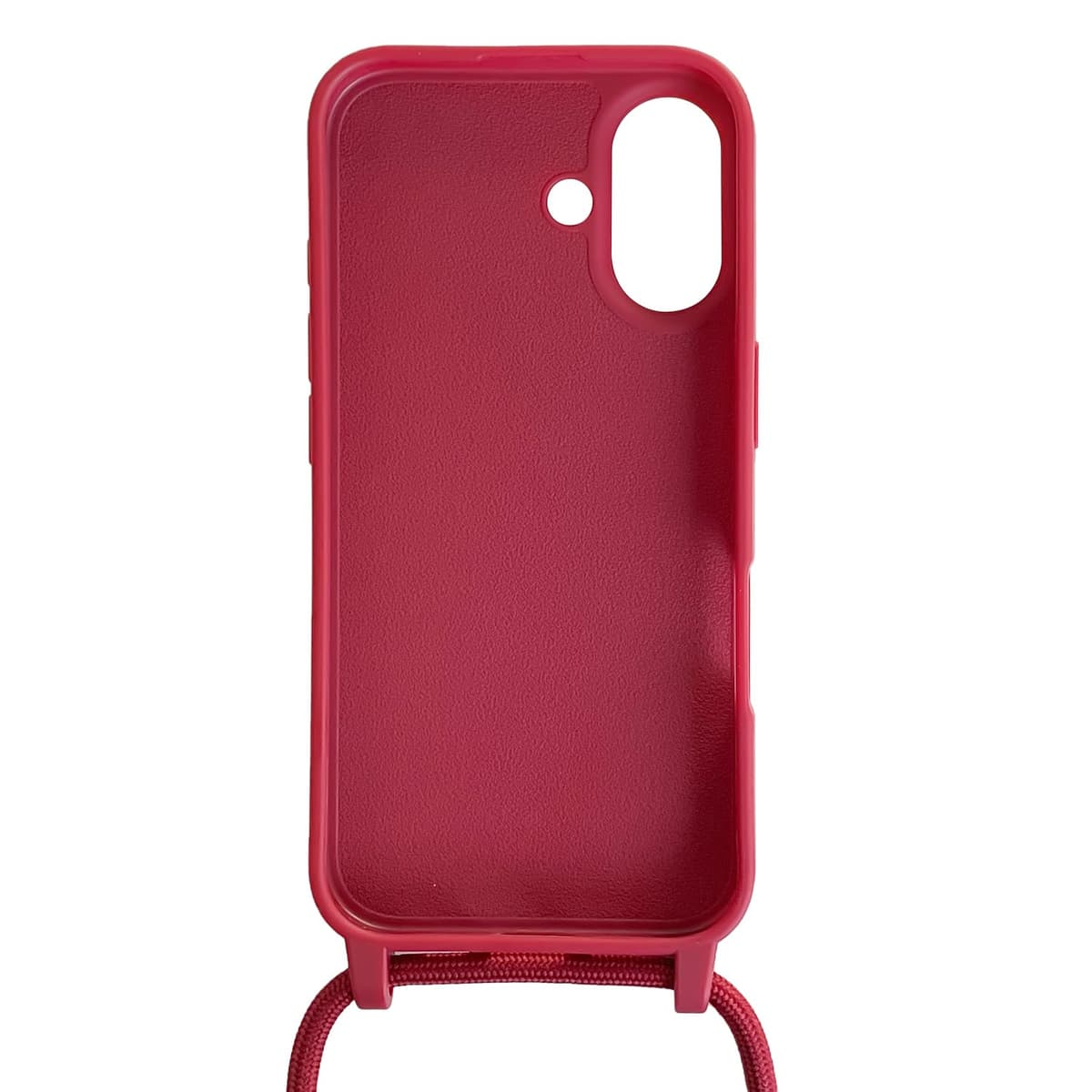 Funda Compatible con iPhone 16(6.1"),Ajustable Collar Correa de Cuello Cordón Cuerda Carcasa TPU Bumper Silicona Skin Caso para iPhone 16(6.1")-Rojo — view 2