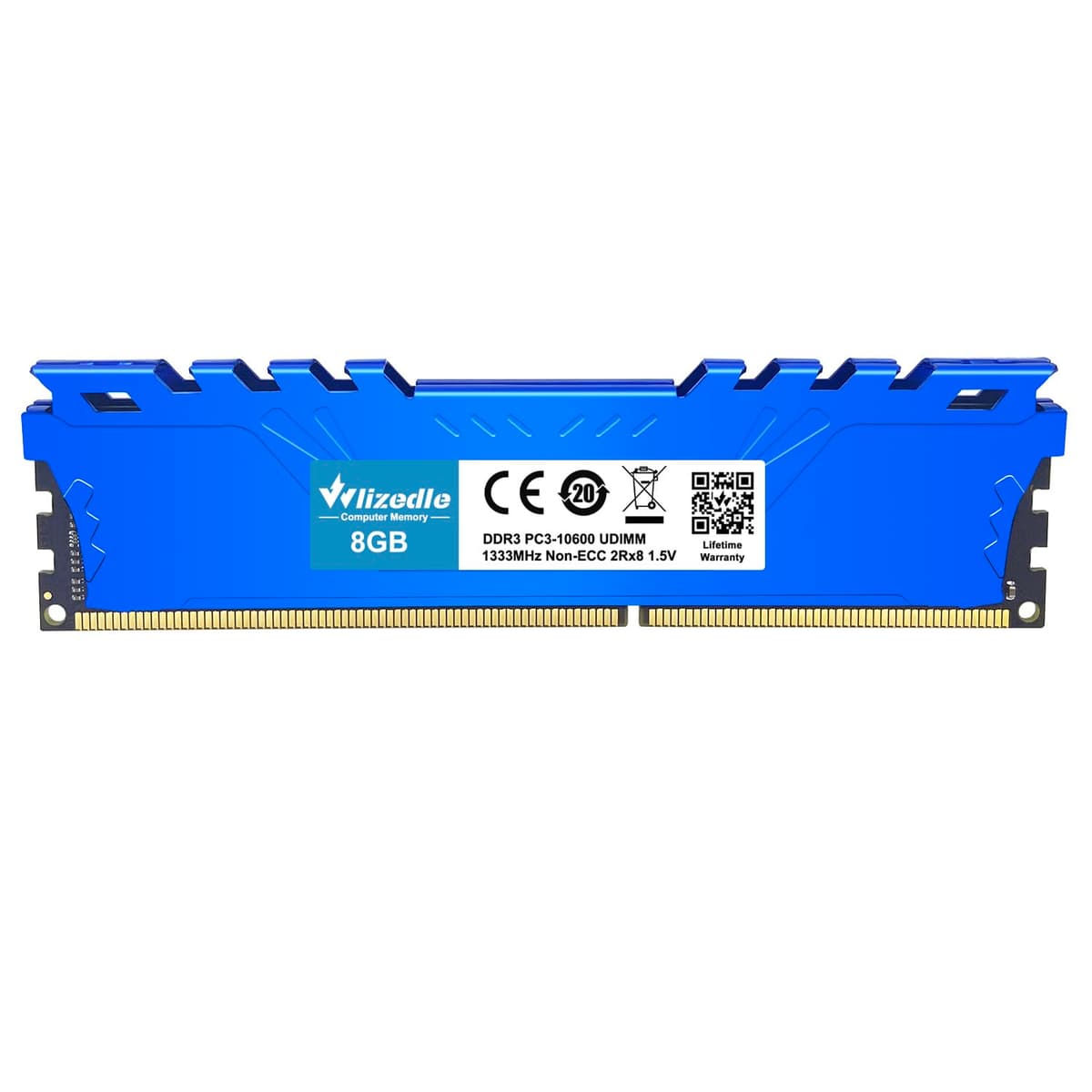 DDR3 8GB Memoria RAM 1333MHz CL9 UDIMM, Memória de Computador PC3-10600 240-Pin 1,5V Non-ECC 2Rx8 Módulo de RAM Upgrade para Ordenador de Sobremesa(Azul) — view 2