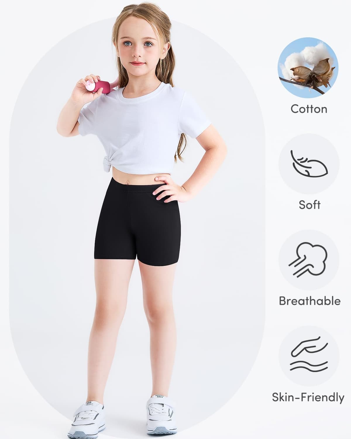Adorel Girls Shorts Cycling Short Leggings Sports Cotton Summer Pack of 3 — view 3
