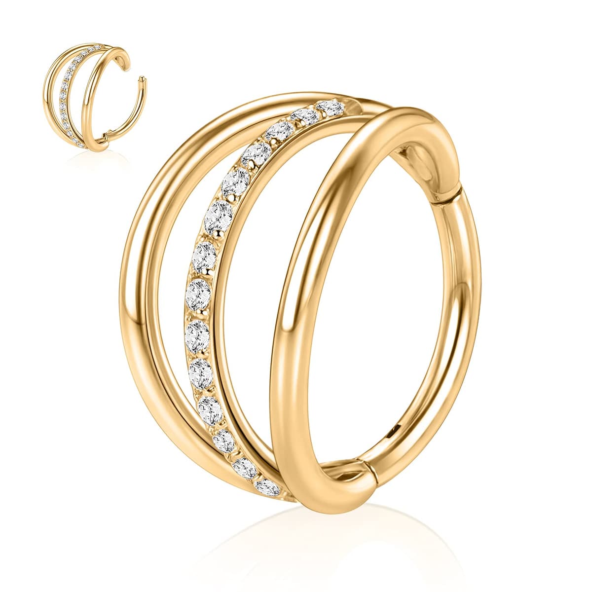 hengkaixuan Triple Double Nose Hoop Ring Sleeper Hoop Earring Helix Rook Conch Cartilage Daith Tragus Earrings Septum Ring Lobe Nose Piercing Jewellery for Women — view 13