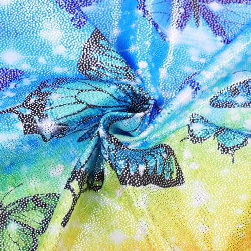 BAOHULU Gymnastics Leotards for Girls Kids Sparkle Tank Biketards with Shorts Dance Outfit, Rainbow Butterfly, 6-7 Years — view 3
