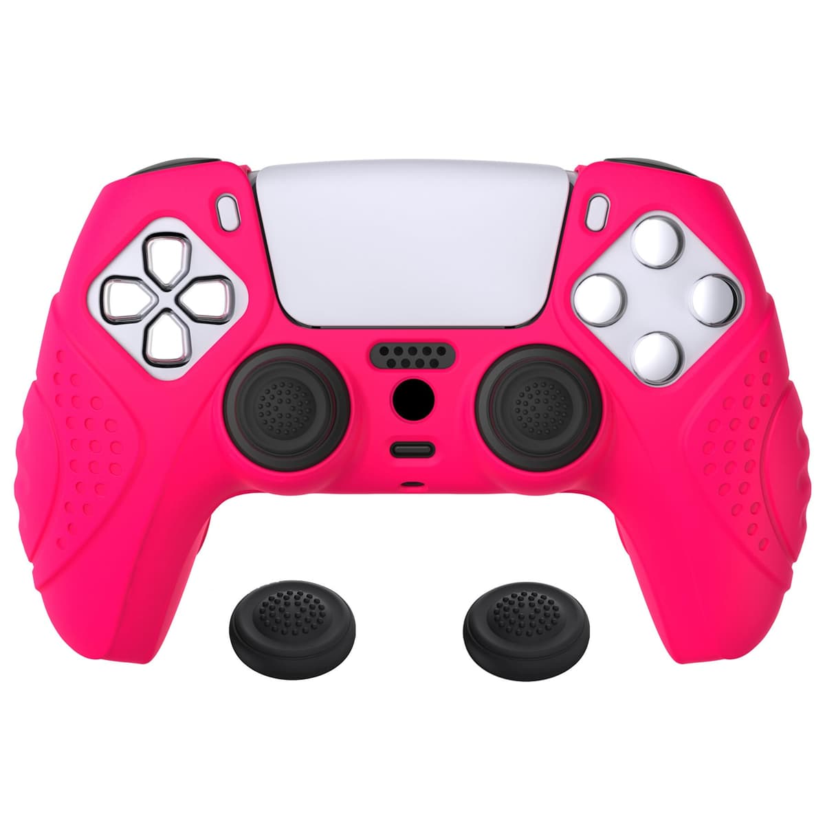 eXtremeRate PlayVital Guardian Edition Ergonomic Soft Anti-Slip Controller Silicone Case Cover for ps5, Rubber Protector Skins with Black Joystick Caps for ps5 Controller - Green & Black — view 11