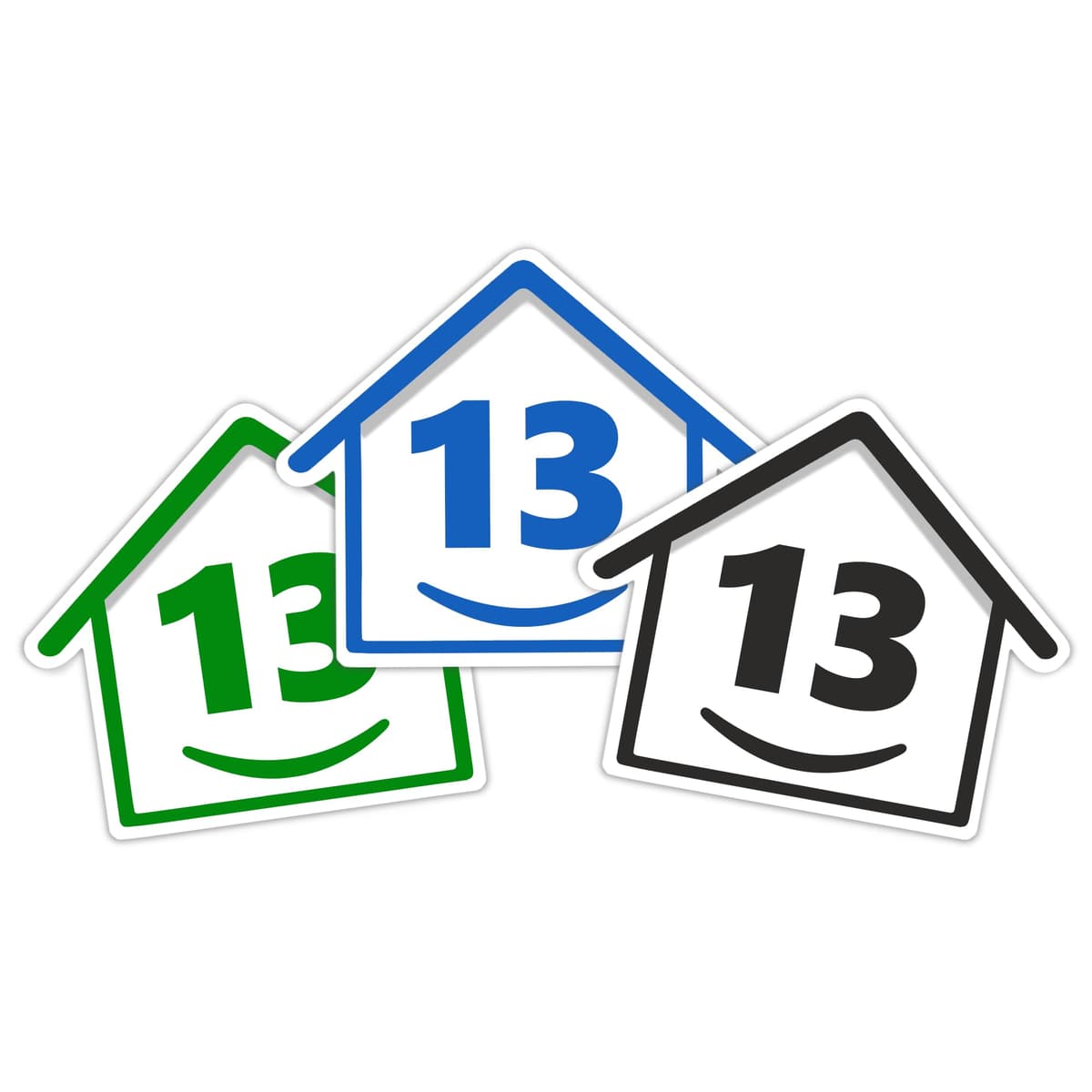 3 x Bin Numbers for Wheelie Bins, 1-99, 15cm ‘Happy House’ Colour Design Dustbin Stickers, Easy Application Stick On Number Stickers - Weatherproof Self Adhesive Vinyl – Blue, Black and Green (1) — view 23