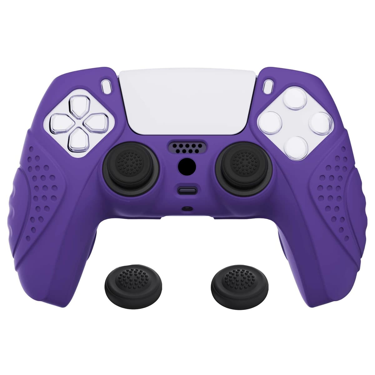 eXtremeRate PlayVital Guardian Edition Ergonomic Soft Anti-Slip Controller Silicone Case Cover for ps5, Rubber Protector Skins with Black Joystick Caps for ps5 Controller - Green & Black — view 25