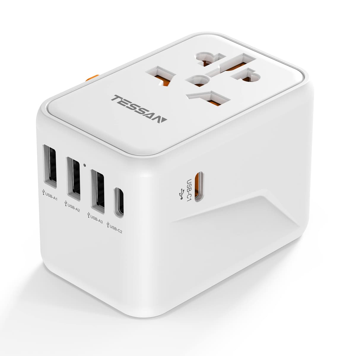 TESSAN Universal Travel Adapter Worldwide with 4 USB (2 USB C), International Travel Adapter UK to European Power Universal Plug Adaptor for EU USA Australia Thailand (Type C, G, A, I), Black — view 8