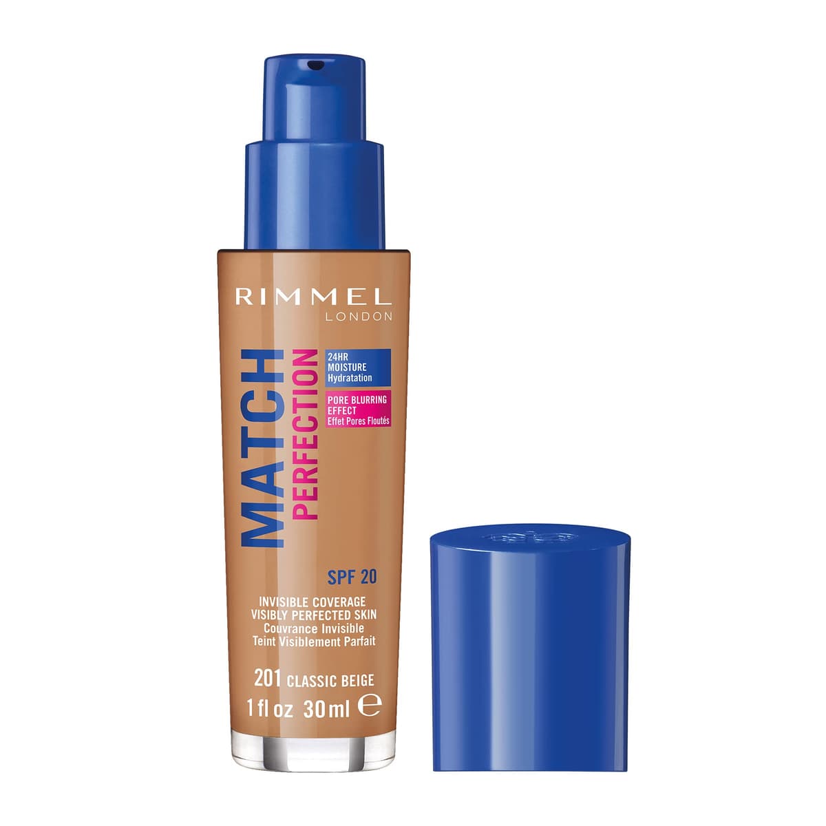 Rimmel Match Perfection Foundation 301 Warm Honey, Medium Coverage, 24hr Hydration, No Caking or Creasing, Lightweight, Reduces Imperfections, Invisible Coverage, SPF20, Cruelty Free — view 18