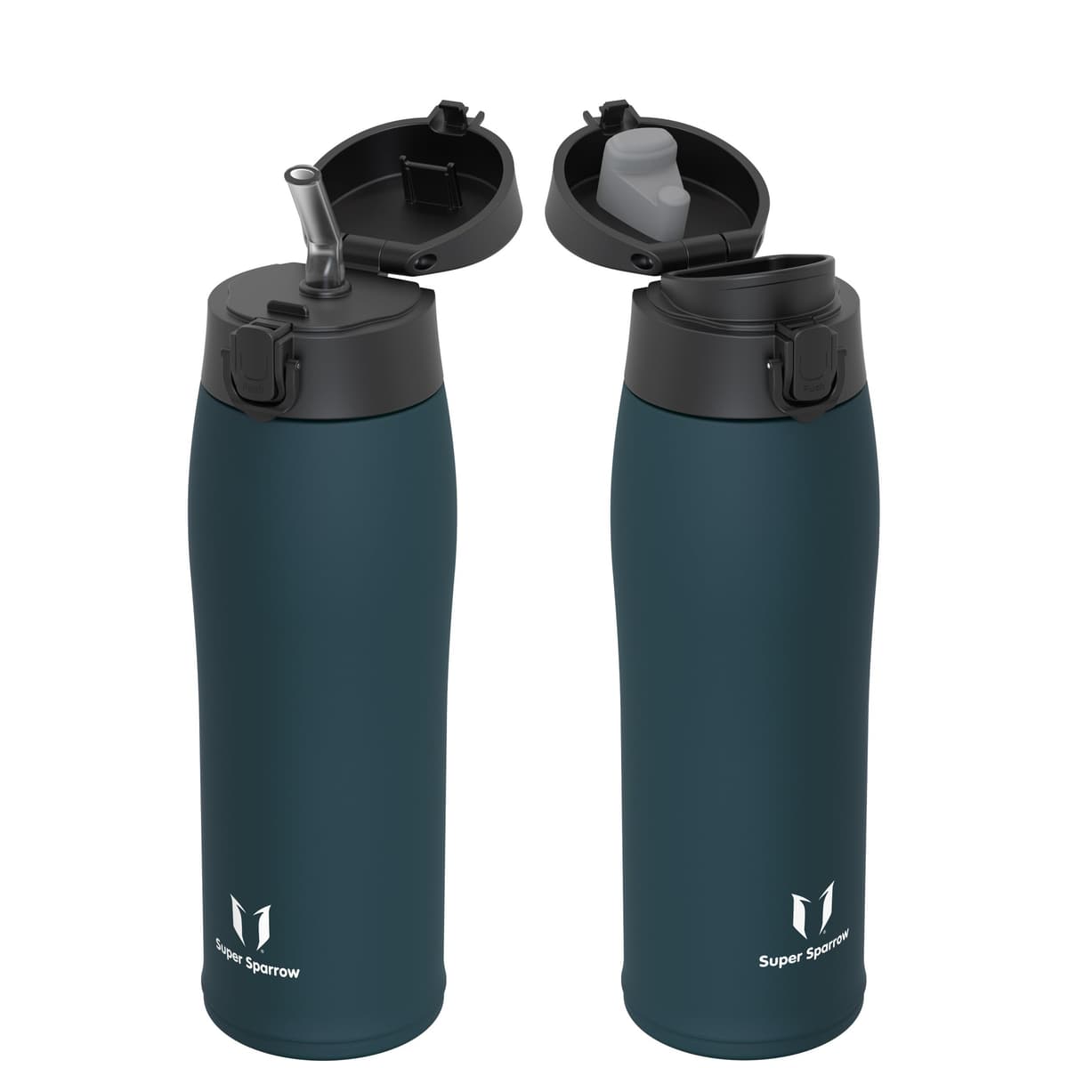 Super Sparrow Insulated Water Bottle - Travel Mug - 500ml, 750ml，950ml - Stainless Steel Water Bottles - BPA Free - Leakproof Metal Bottles - Includes 2 Lids, Straw Lid & Spout Lid — view 45