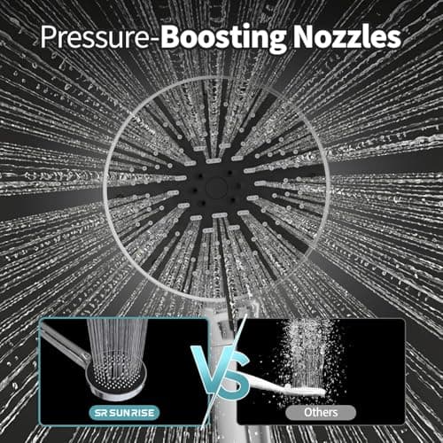 SR SUN RISE NSF Certified Filtered Shower Head 9-Spray Setting with Handheld for Hard Water to Remove Chlorine High Pressure Anti-Clog Nozzles (1 Filter, Chrome Silver) — view 2