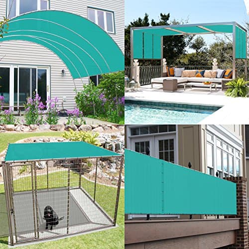 TANG 16' x 20' Waterproof Shade Cloth with Grommets, Sun Shade Sail Rectangle Straight Side, 260 GSM UV Block Fabric Patio Canopy for Deck Carport Backyard Pergola Cover, Turquoise — view 2
