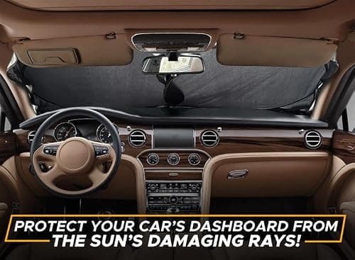 EcoNour Car Windshield Sunshade | Blocks 99% Heat & Keeps Interior Cool | Universal Fits Cars, SUVs, Trucks | Automotive Sun Screen, Visor & Car Accessories for Summer | Medium (64x32 Inches) — view 6