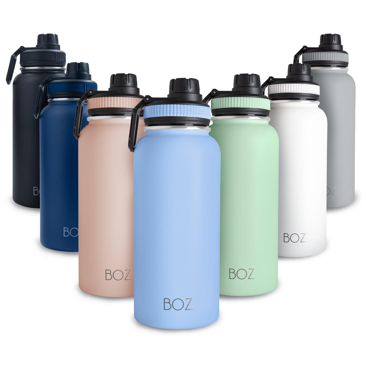 BOZ Botella Agua Acero Inoxidable de 1l, Botella Térmica 1 Litro con Aislamiento de Doble Pared, Termo Agua Fría y Caliente de Boca Ancha Sin BPA, Botella Isotérmica Antiderrame Color Azul Claro
