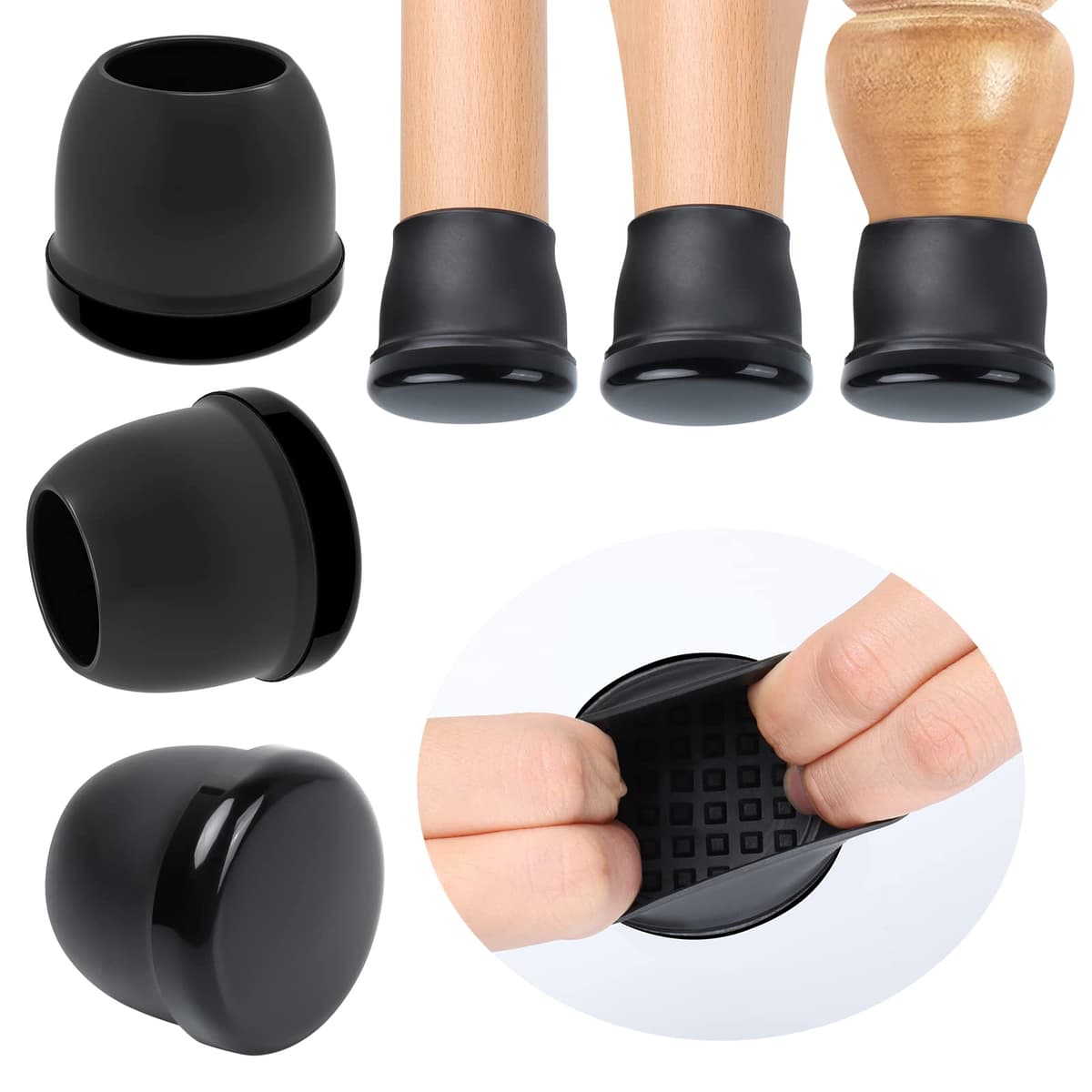 Ezprotekt Protectores de Suelo Transparentes para Patas de Silla 20-28mm, 16 Tapones de Silicona con Fieltro Envuelto, Fundas de Silicona Redondo — view 11