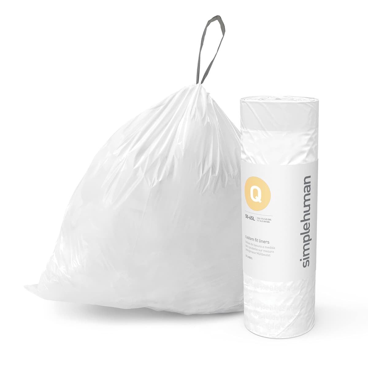 simplehuman CW0408 3 x paquete de 20 bolsas de basura a medida (60 bolsas), código V, plástico blanco — view 21
