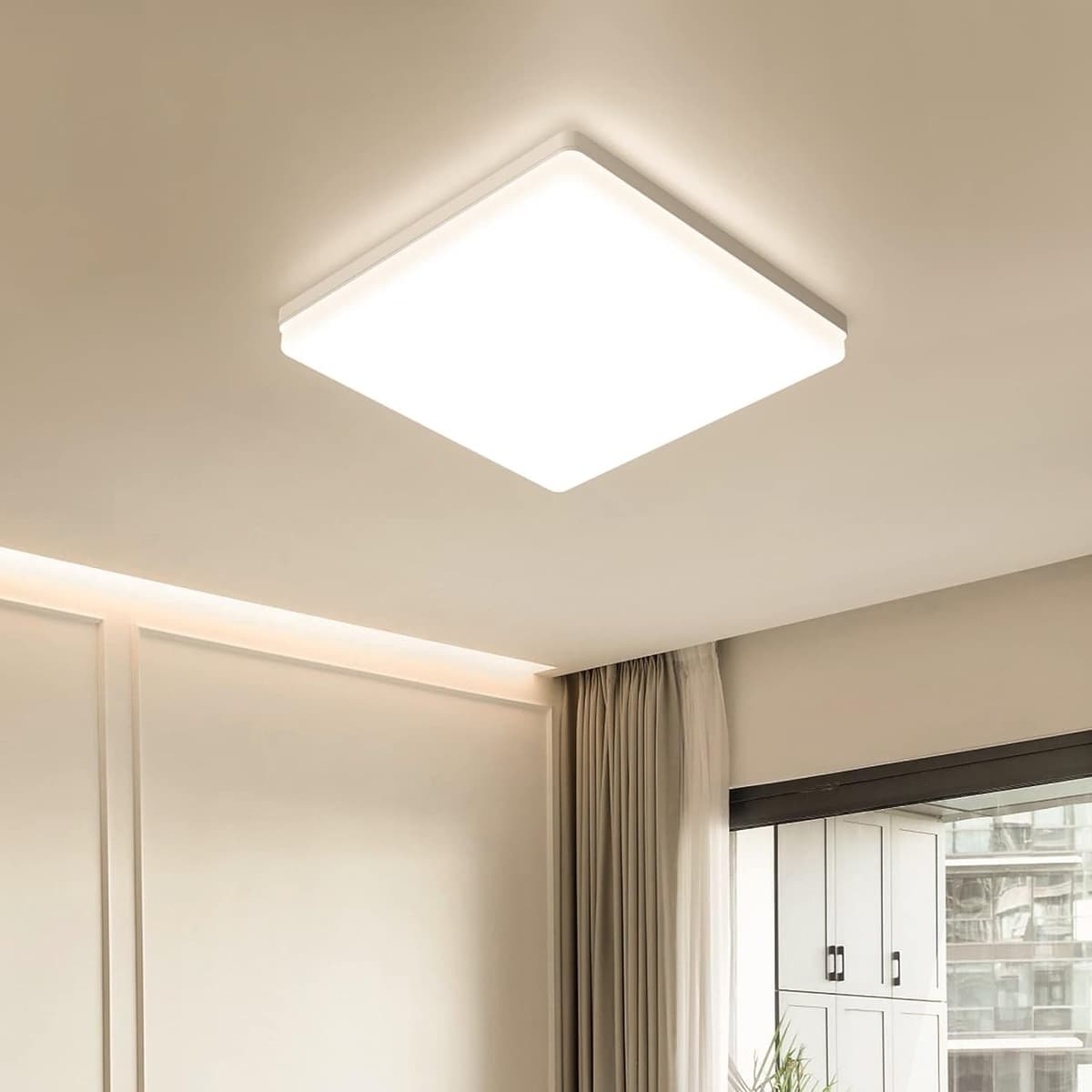 EASY EAGLE LED Lámpara de Techo 48W 4800LM Moderna Cuadrada Plafón Luz Led 6500K Lámpara Panel IP44 Impermeable para Baño Sala Dormitorio Cocina Oficina Comedor Ø30CM — view 22