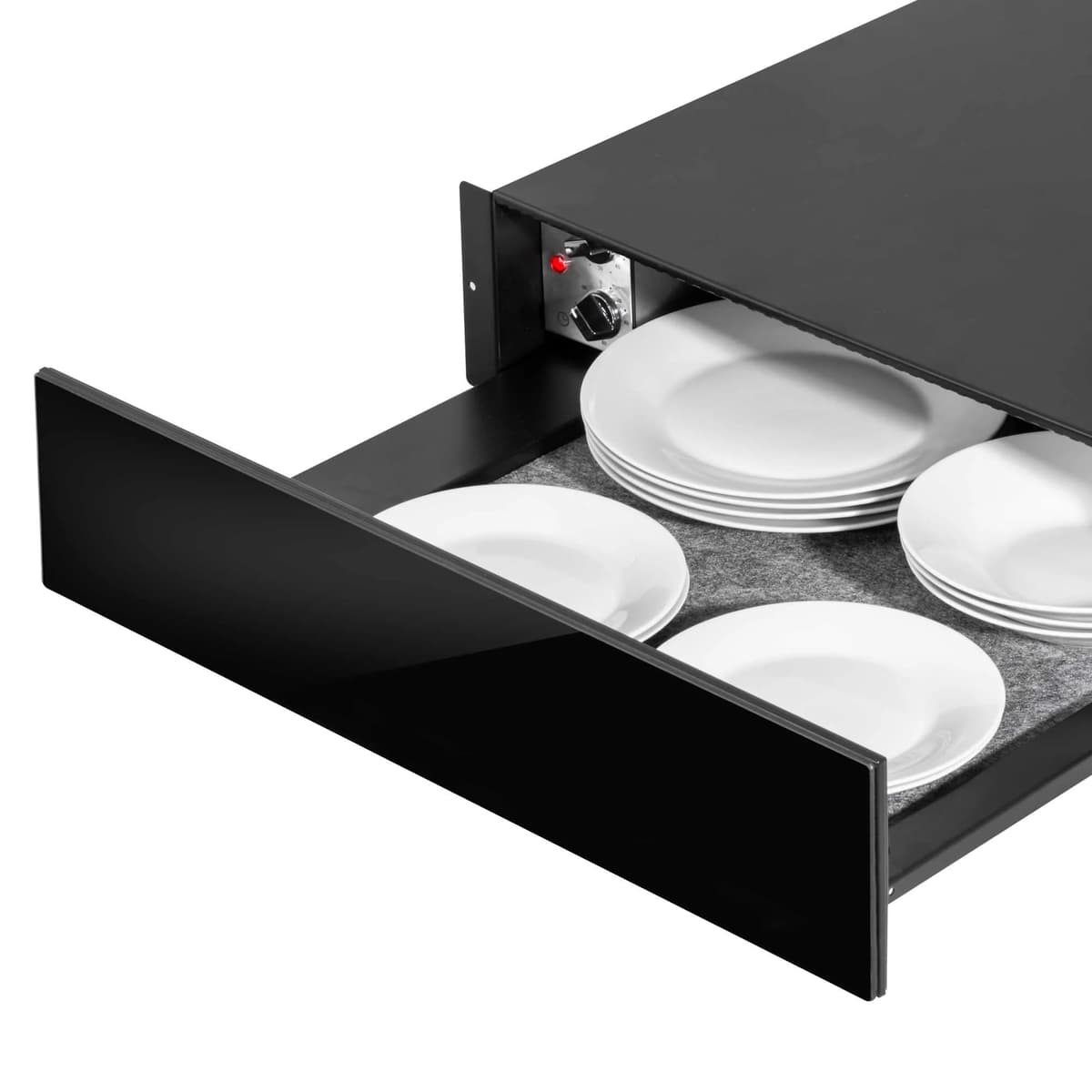 Baridi 60cm Built-In Warming Drawers, Push-to-Open, Anti-Slip Mat - Black - DH201