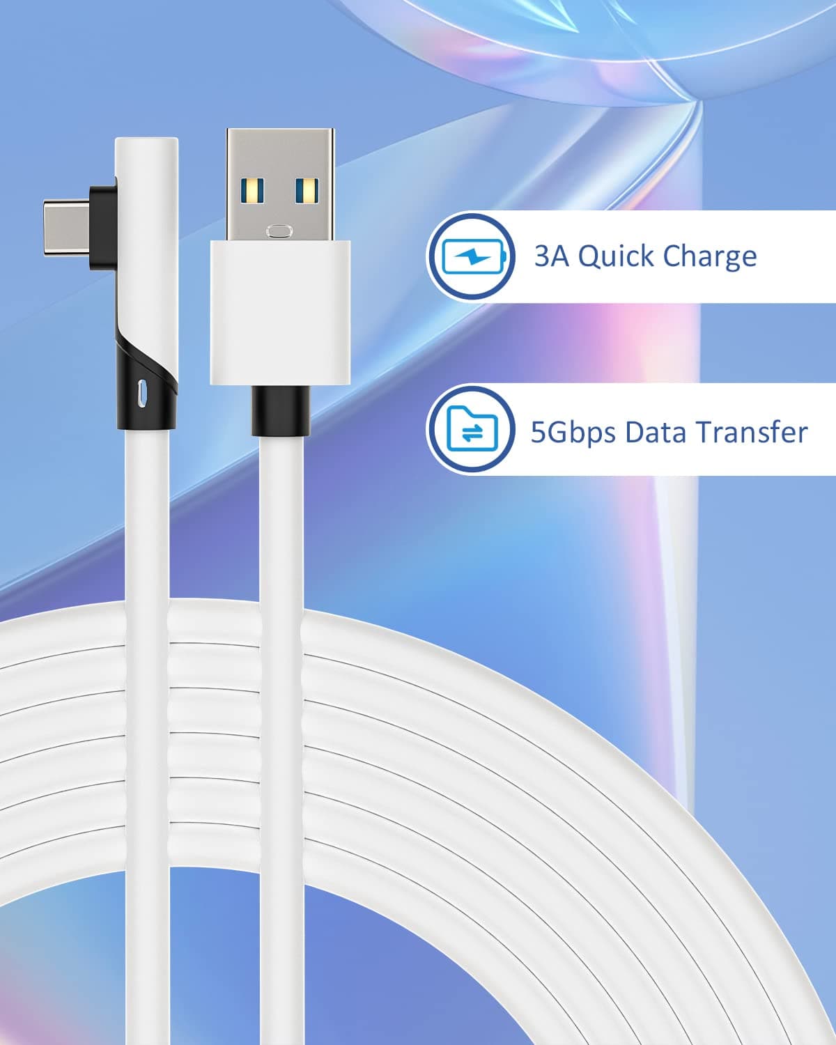 Cable de enlace Tiergrade 5M compatible con Meta Quest 3/Quest 2/Pro, PICO4/Pro, cable de PC con transferencia de datos de 5 Gbps, USB 3.0 a cable de tipo para auriculares VR y PC para juegos — view 4