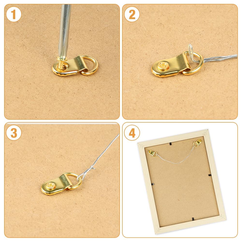 Colgadores de Cuadros Kit, 282 Piezas Ganchos Resistentes de Marcos de Fotos con Clavos Ganci da Parete Antitraccia 10 - 75 libras para Colgar Fotos Lienzo Reloj Espejo Obra de Arte Dorados — view 4