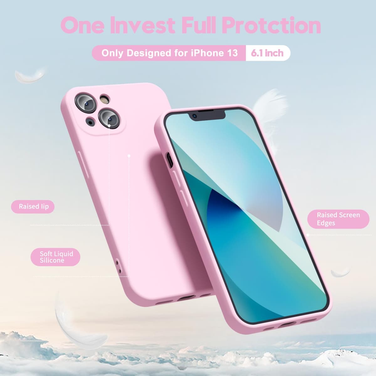 oakxco for iPhone 17 Pro Max Phone Case Liquid Silicone, Cute Thin Slim Grip Soft Rubber Gel for Women Men, Smooth Matte TPU Plain Solid Color Girly Simple Case with Camera Cover, Light Pink — view 1447