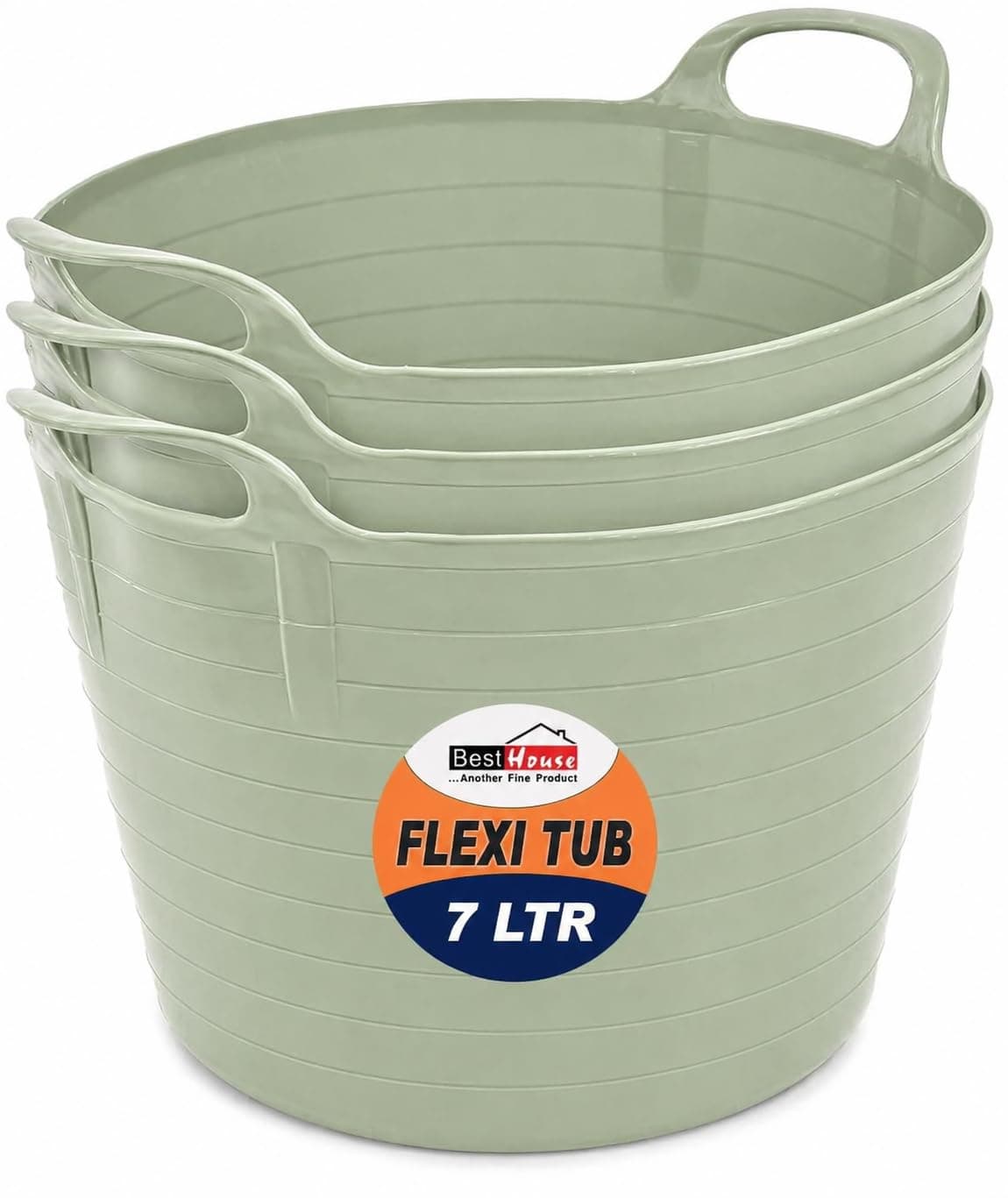 Best House | 3 Pcs of Flexi Tub with Handles | Small Size | Mini | 7 Litres | Yellow | Garden Tubs | Plastic Storage Container for Home, Washing, Garden Waste and DIY Projects — view 66