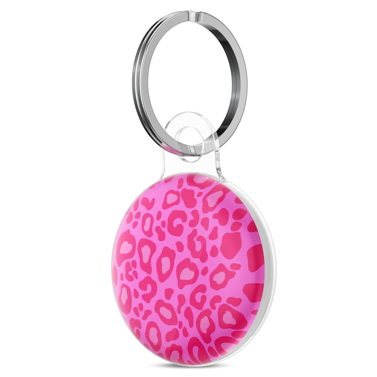 Svanove for Airtag Holder Case Cheetah Print, Leopard Pattern Airtag Keychain, Luxury Trendy Air tag Accessories, Cute Girly Aesthetic Design Itag Key Ring Cover for Women Girl Kids, Hot Pink